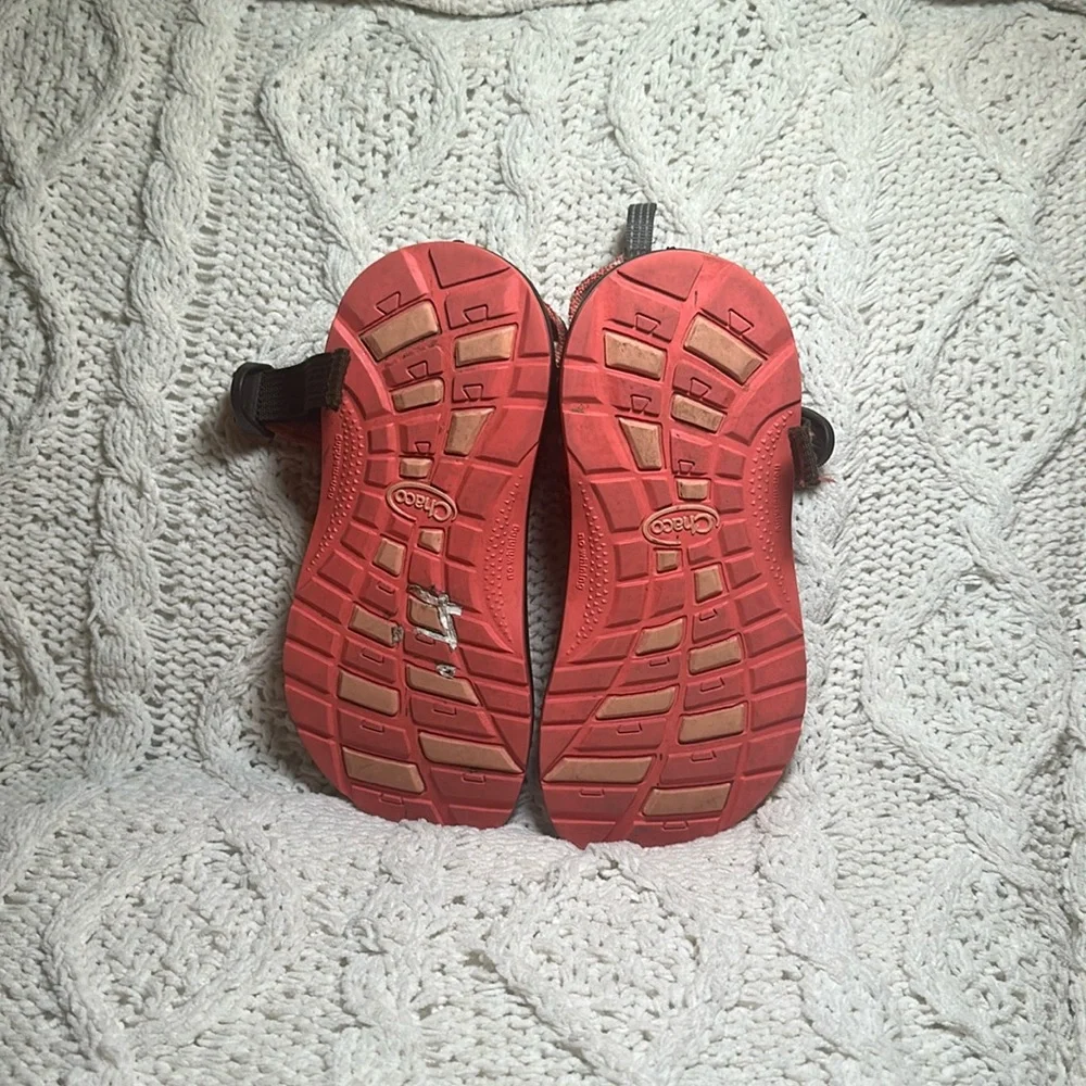 Chaco Z1 Orange Red Strappy Sandals Outdoor Hiking Sporty Ecotread Shoes Kids 3